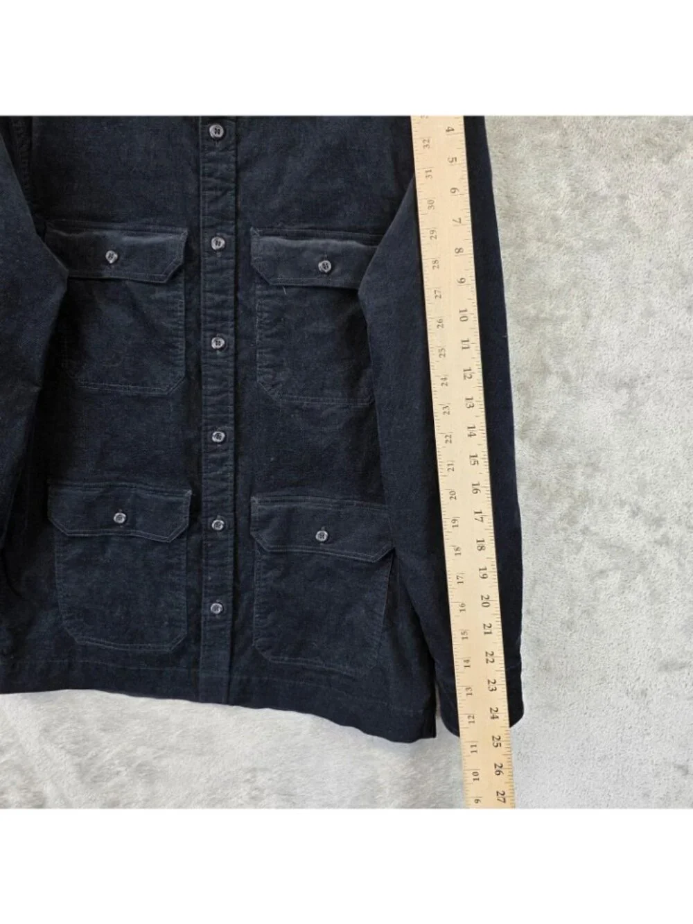 Banana Republic Shirt Mens Small Black Corduroy Military Button Pockets
